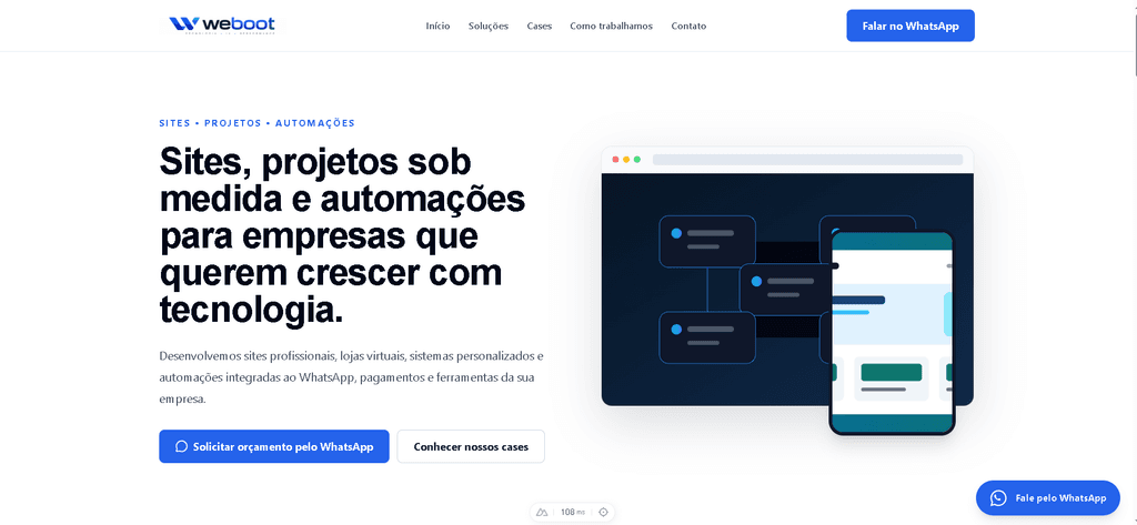 Mockup do site institucional da Weboot